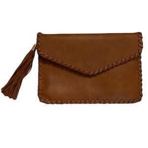 Moda Luxe Leather whipstitch Clutch/Crossbody